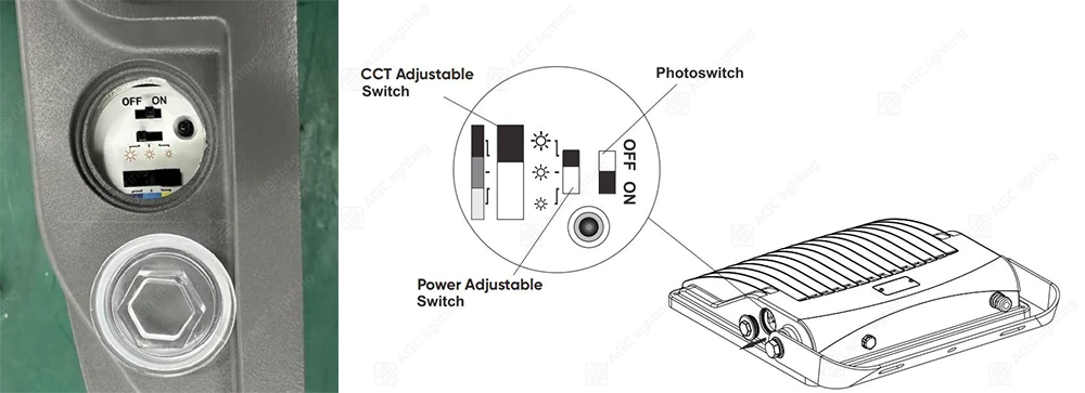 LED flood light with 3CCT and 3Wattage selectable function