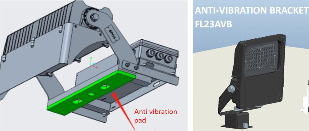 anti vibration pad and bracket for crane lighting