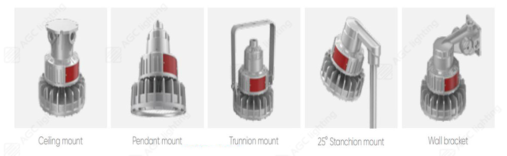 different mounting installations of explosion proof light