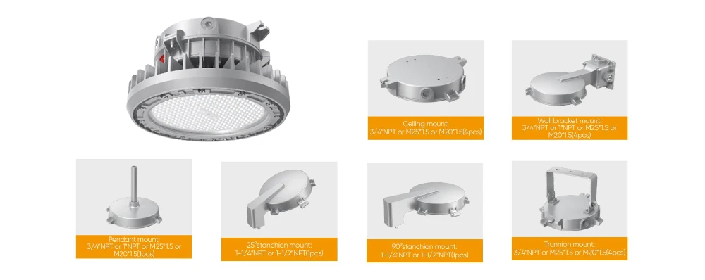 HA05 explosion proof light with six installation options