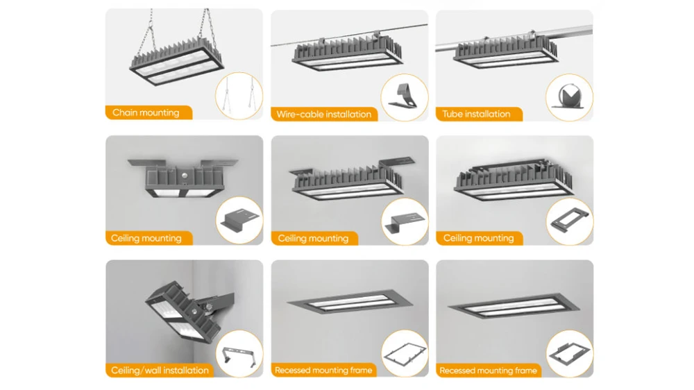 HB56 high bay light with 9 installation options