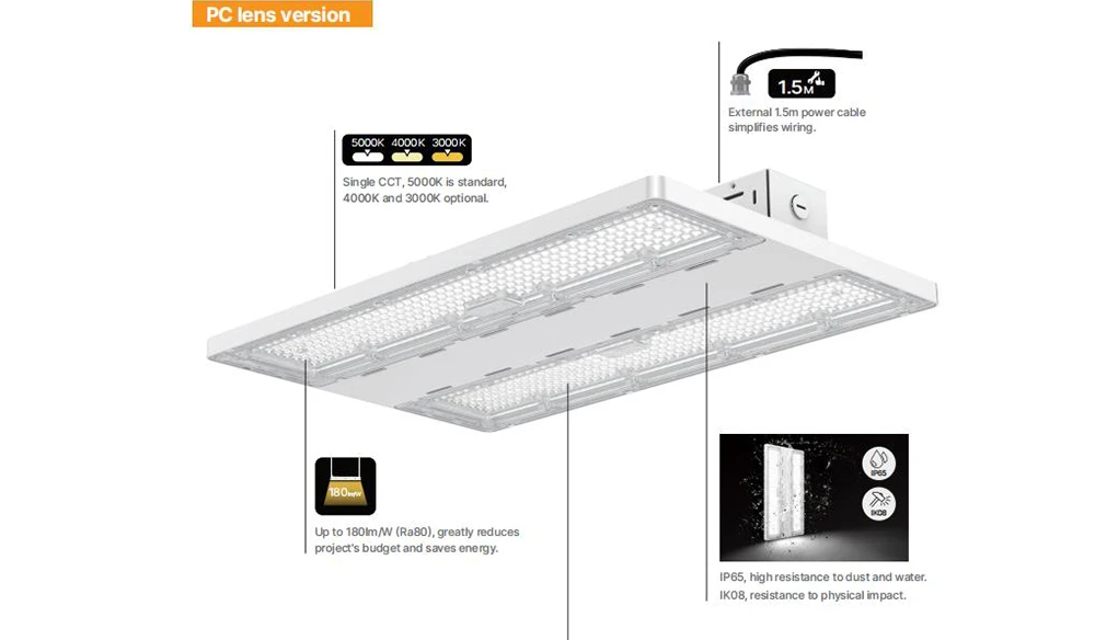 PC lens version LED linear high bay light