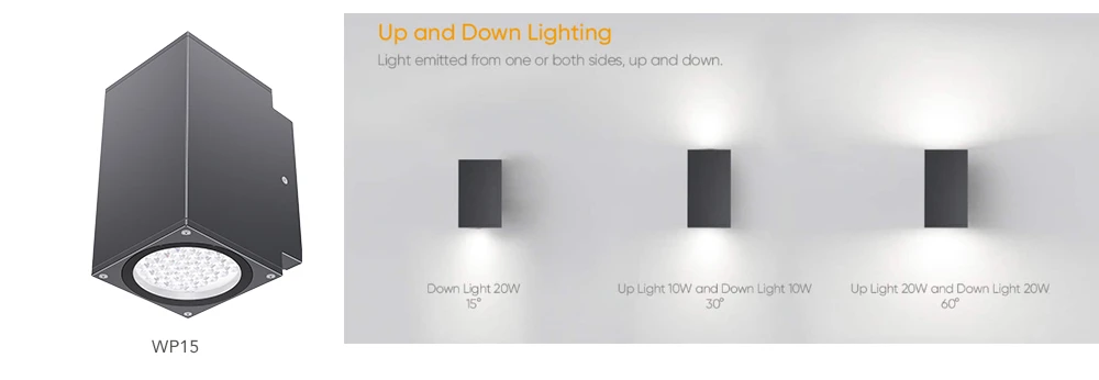 WP15 multiple lighting options up and down light