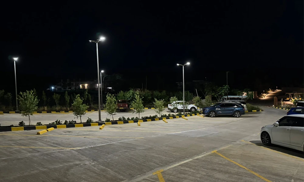 parking lot bright illumination at night