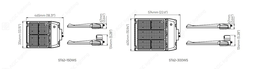 two sizes of area lights