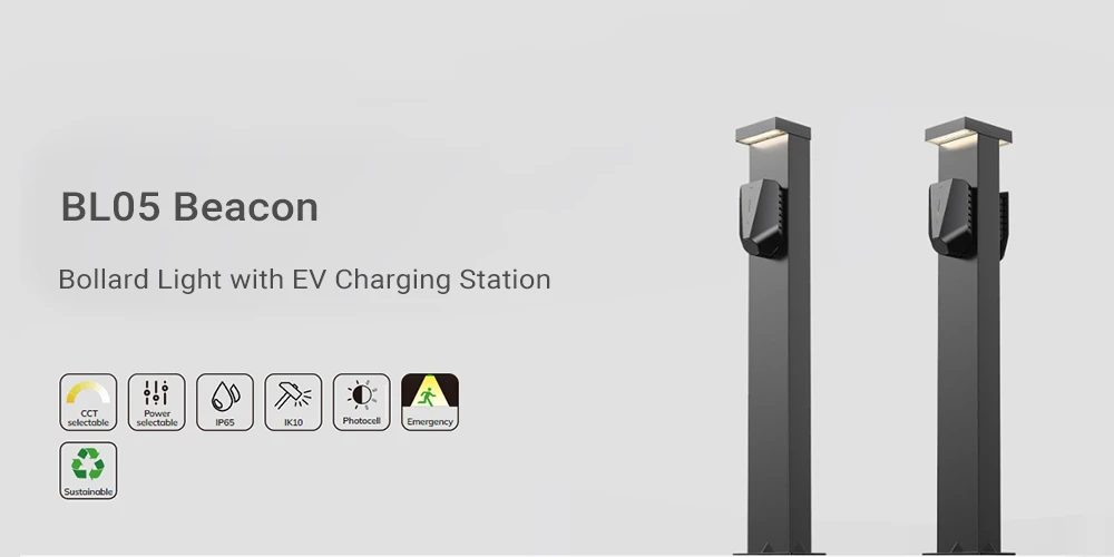 Bollard Light with EV Charging Station