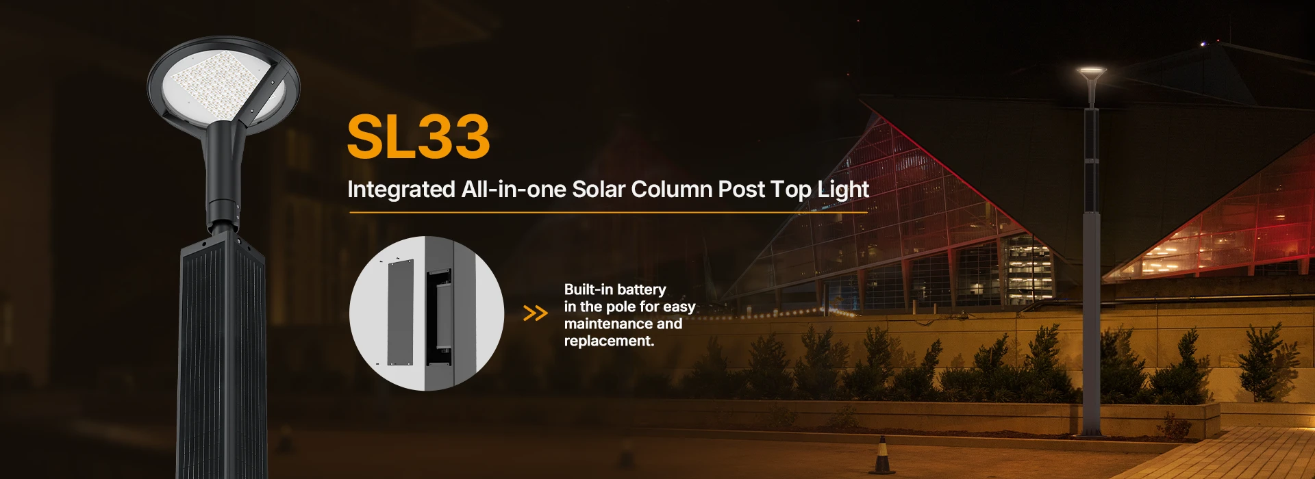 SL33 Solar Column Post Top Light
