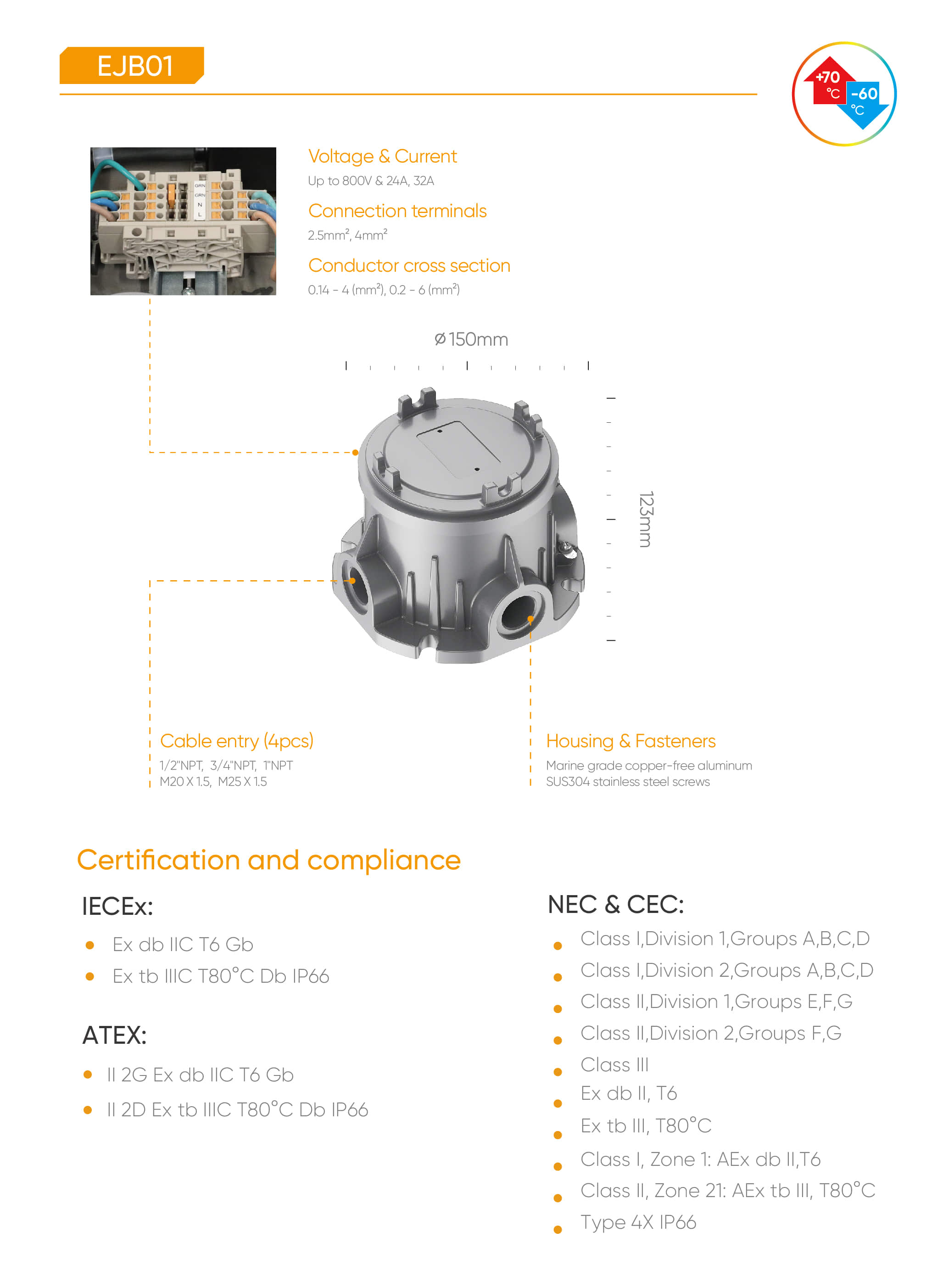 EJB01 ATEX IECEx Explosion proof Junction Box