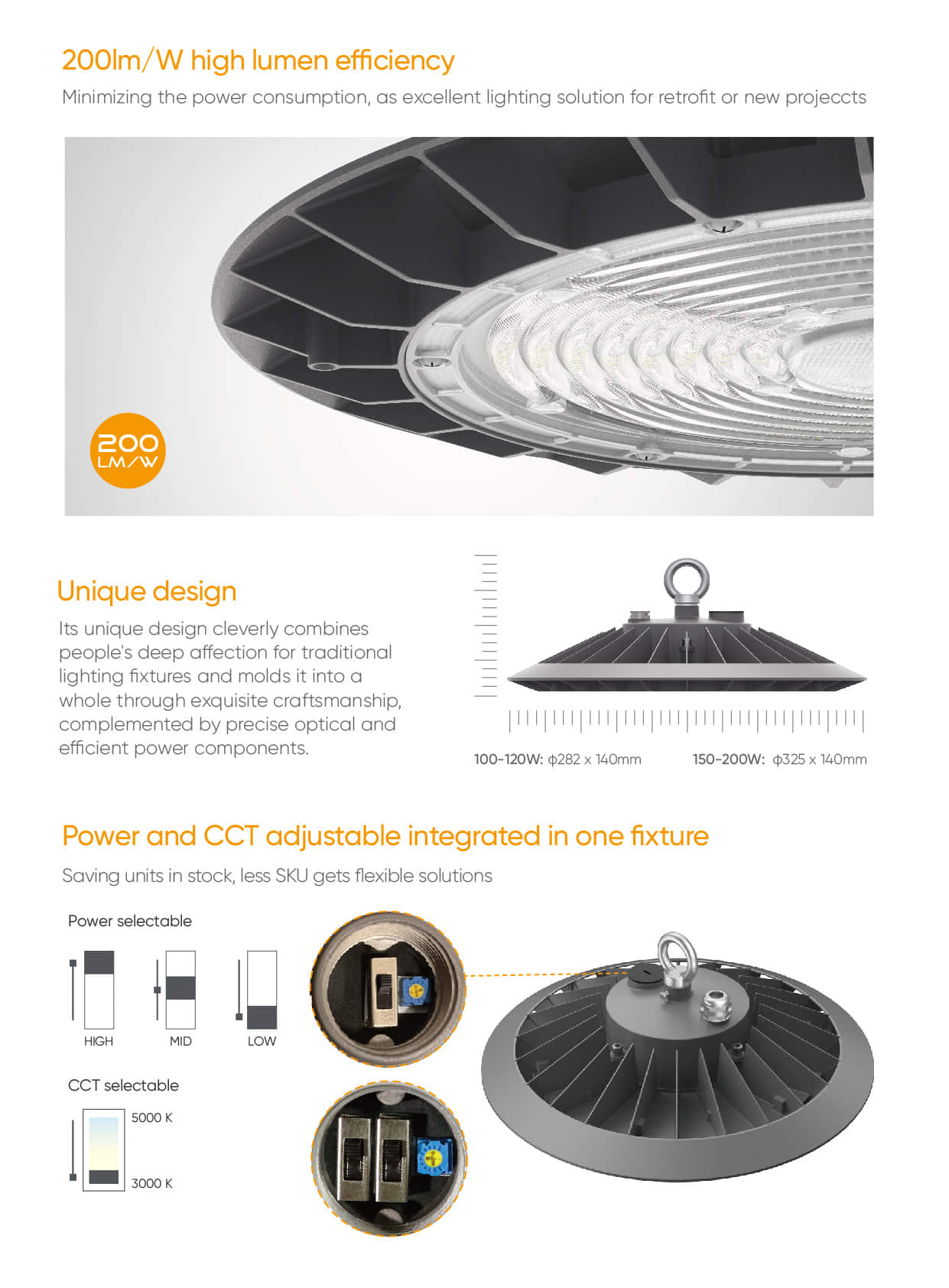 HB81 Power and CCT adjustable integrated high bay