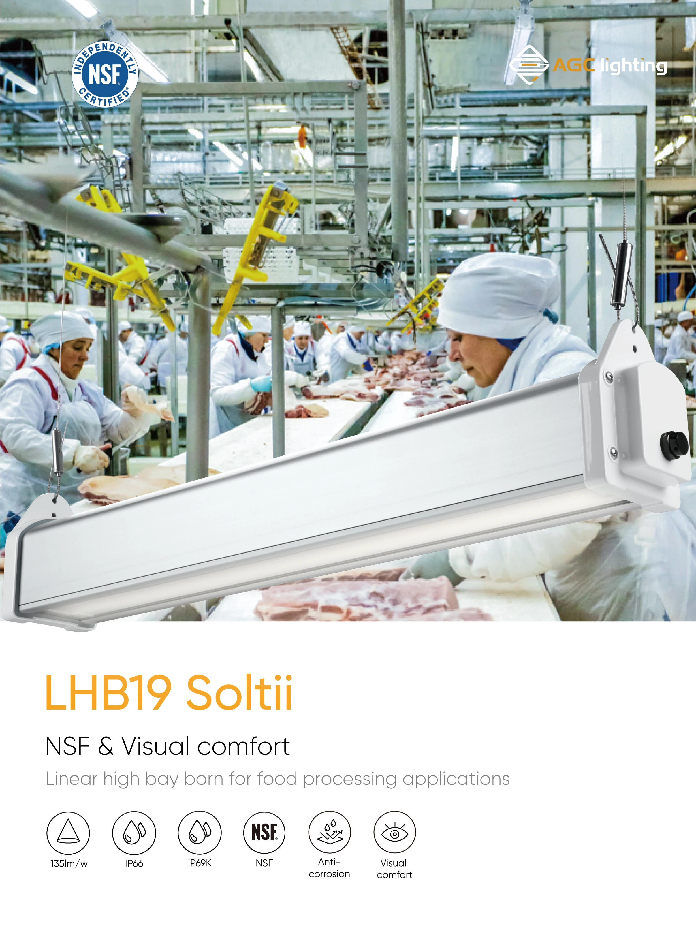 LHB19 NSF and visual comfort LED linear high bay light