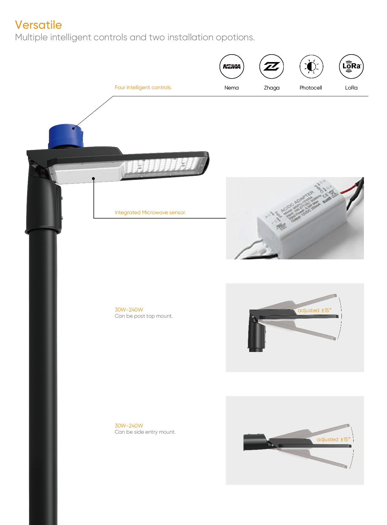 ST54 30w to 180w LED Street Light smart control and installation options 03